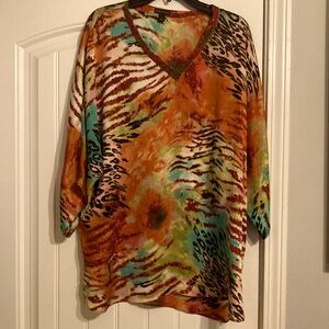 Dana Buchman Multicolor Animal Print Tunic